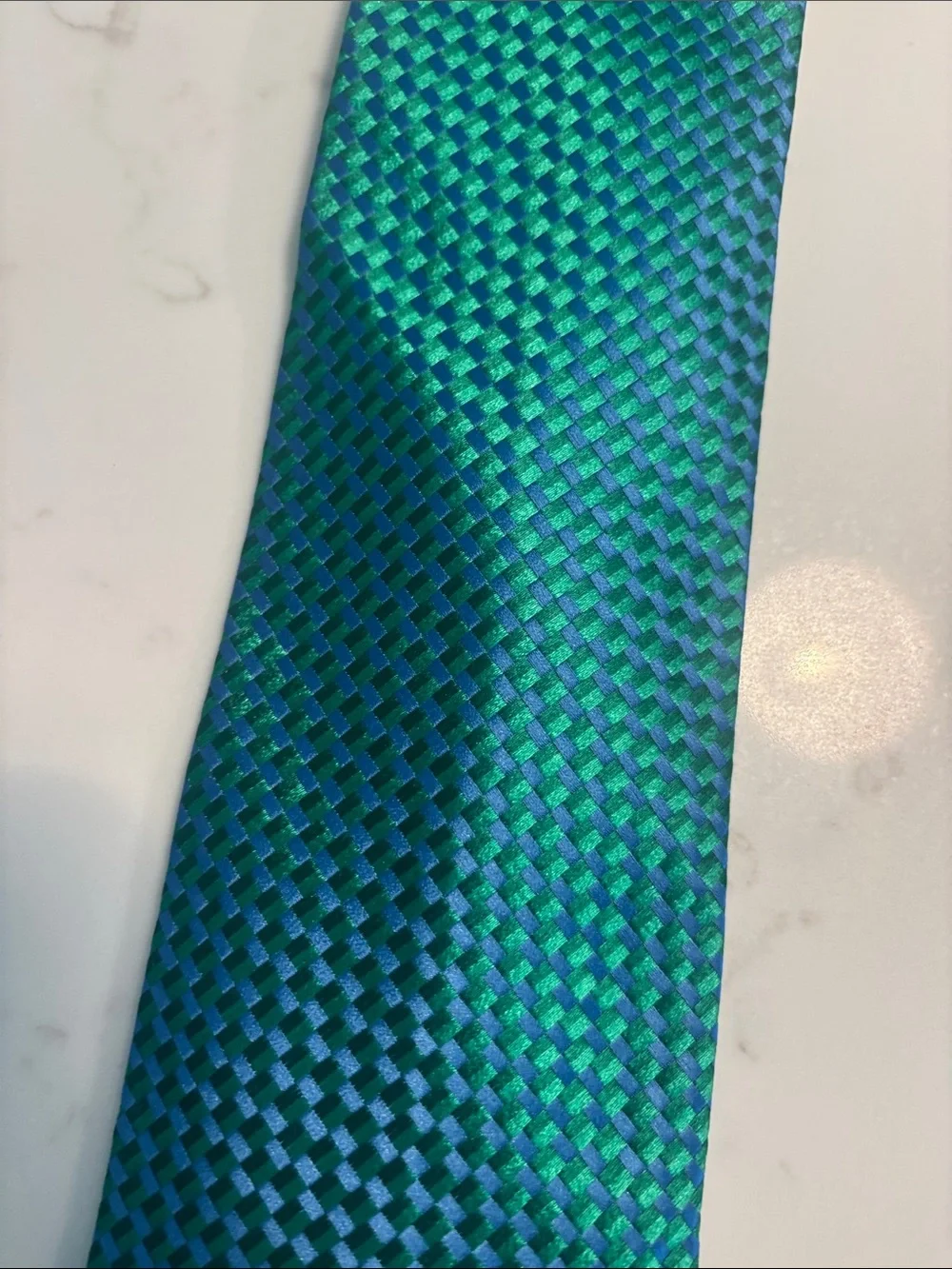 Charvet Teal and Emerald Woven Silk Tie